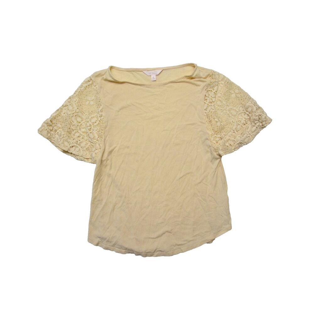 LC Lauren Conrad Eyelet Puff Sleeve Blouse Cream Size Medium Textured